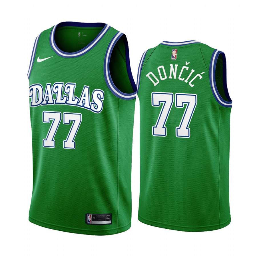 Men's Dallas Mavericks #77 Luka Doncic 2020 Green Classic Edition Stitched Jersey